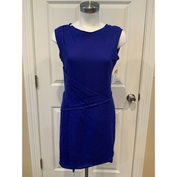 Maje Blue Wool Blend Sheath Dress W/ Exposed Seams, Size 2 (Medium) - Picture 1 of 8